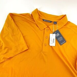 Cutter & Buck Golf Polo Shirt XXL Mustard CB Drytec 50+ Moisture Wicking Golfing